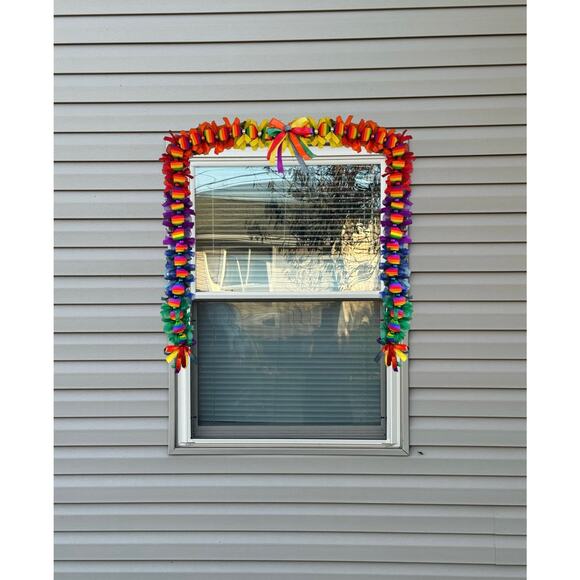 LGBTQ Snow Much Pride Rainbow Snowman Ribbon Christmas Garland Holiday Decor - Picture 7 of 12